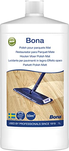 Bona - Polish Mat Pour Parquets 1L - Rénovateur Parquet - Formule Mate-brillante - Couche de Protection Supplémentaire