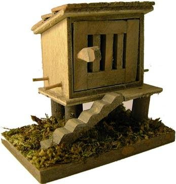 Unbekannt Miniatur Modell Zubehör Hühnerstall klein, Höhe 6,5cm / Länge 7cm