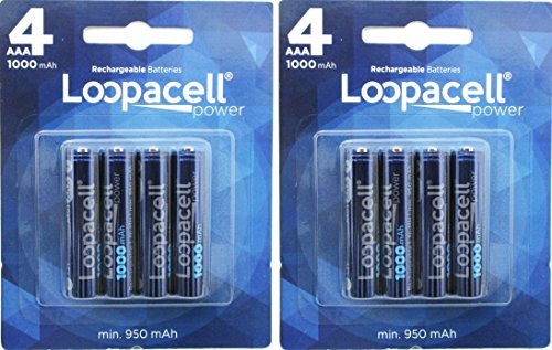 LOOPACELL 8 Pack AAA NiMH Rechargeable Batteries Replacement for Panasonic Cordless Phones