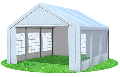 Stabilezelte Partyzelt 4x5 Classic Premium PVC 400 g/m² wasserdicht inkl. Seiten Festzelt Gartenzelt Weiß