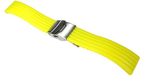 Jaune Caoutchouc Bracelet en silicone plongée Diver 20 mm boucle déployante