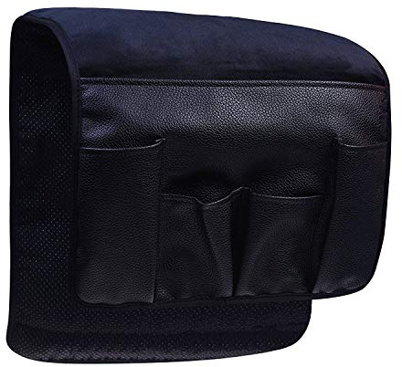 Wommty Black Velvet Sofa Couch Chair Armrest Soft Caddy Organizer Holder for Remote Control, Cell Phone, Book, Magazines, Pencil (Black)