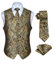 HISDERN Goldweste Paisley herren Blumen Hochzeit Schwarzes GoldWeste Krawatte Einstecktuch Taschentuch Jacquard Abschlussball Weste Anzug Set Gold, Gr.-M