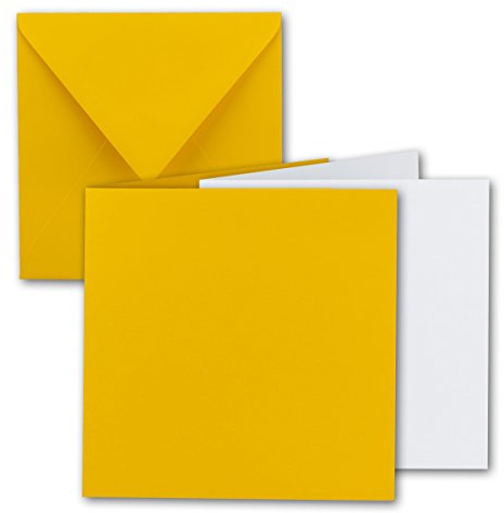 15x Quadratisches Falt-Karten Set - 15 x 15 cm - mit Brief-Umschlägen & Einlegeblättern - Honiggelb - FarbenFroh by GUSTAV NEUSER