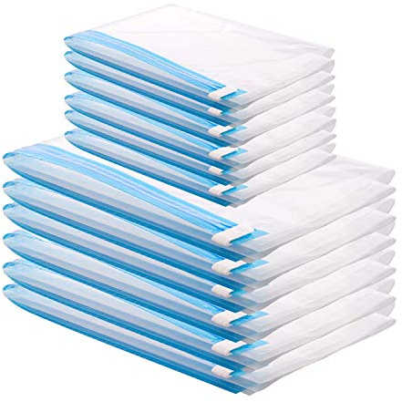 GQC Bolsas de Almacenaje al Vacío 12 Piezas Bolsas de Vacío de Ahorro de Espacio Reutilizables Transparentes para Ropa Edredones Mantas Sin Necesidad de Bomba(6PCS(50 x 35 cm ) 6PCS(60 x 40 cm ))