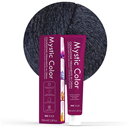 Mystic Color - Colore Nero Blu 1.1 - Tinta per Capelli - Colorazione Professionale in Crema a Lunga Durata - Con Cheratina Idrolizzata, Olio di Argan e Calendula - 100 ml