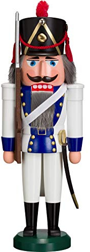 Seiffener Volkskunst Nussknacker Grenadier 39 cm Erzgebirgskunst Weihnachtsdeko Nussknacker Weihnachten Holzmann Holzfigur (blau)