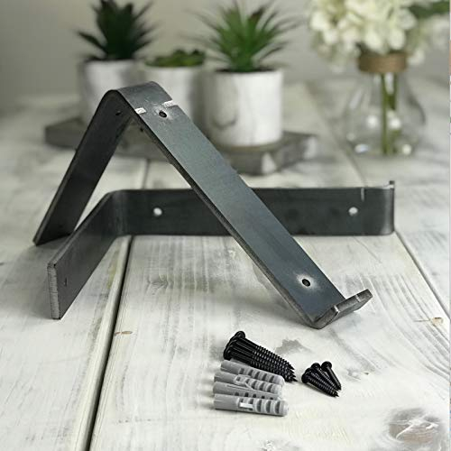 Rustic Scaffold Board Heavy Duty Shelf Brackets/Shelving Industrial Iron/Steel (Pair) by BMF Direct® (Type 1-225mm Down)