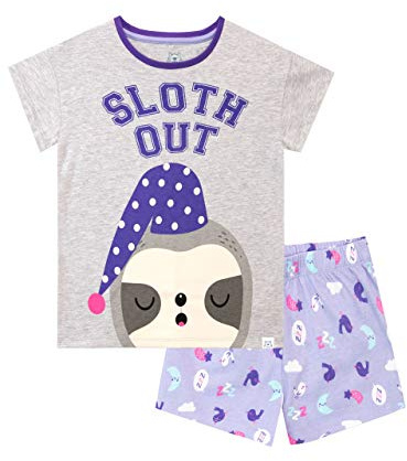 Harry Bear Girls Short Pyjamas Sloth Purple 6-7 Years