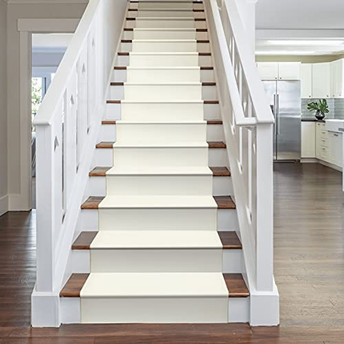 Soft & Comfortable Stair Runner - Smooth & Durable Carpet for Stairs - Stain-Resistant, Fade-Resistant - Multiple Sizes - 60cm x 570cm - 9mm Thick - Plain, Cream