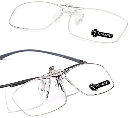 TERAISE Clip On Lesebrille mit Klappfunktion Vollformat-Metallbrille mit Clip-Funktion Entwickelt für Myopieleser für Männer und Frauen HD-Objektiv Tragbare Brillenetui(3.0X)