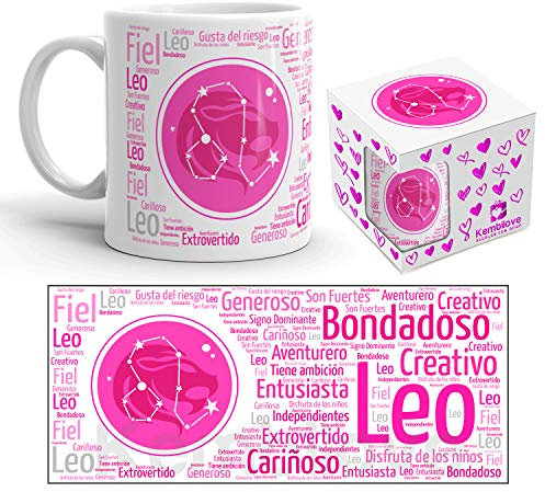 Kembilove Taza de Desayuno Horóscopo de Leo – Taza de café de Signo del Zodiaco Leo – Tazas de Café y Té Horóscopo Leo – Regalo Original para Parejas, Amigos, Familiares, Cumpleaños