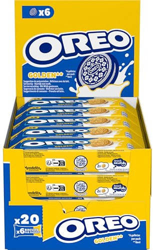 Oreo Golden, Galletas Rellenas de Crema de Vainilla, las Galletas Oreo Golden son estupendas para Disfrutar de una Merienda Rápida y Fácil, Paquete de 66 g