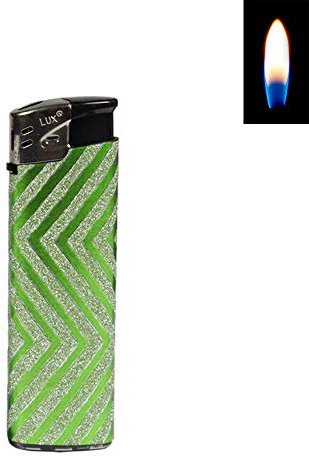 Feuerzeug Glitter Piezo Soft Flamme sehr schöne Optik mit echten hervorgehobenen Glittermustern (1 Feuerzeug (grün))