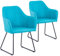 Menzzo Epok Stuhl/Sessel mit schwarzen Metallbeinen und Stoffbezug Blau