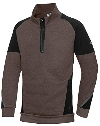 BP 1828-293-4032-L Herren-Sweatshirt mit halbem Reißverschluss, Lange Ärmel, hoher Kragen mit Reißverschluss, 280,00 g/m² Stoffmischung mit Stretch, Falke/Schwarz, L