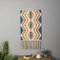 CoutureBridal Geometrische Wandbehang Bohemian Aesthetic Wandteppich Quaste Handgemachte Weben Flachs Wandtuch Hausedekor Gitter Wall Hanging Blau Bunt Indisch Wandkunst 50x70cm+28cm