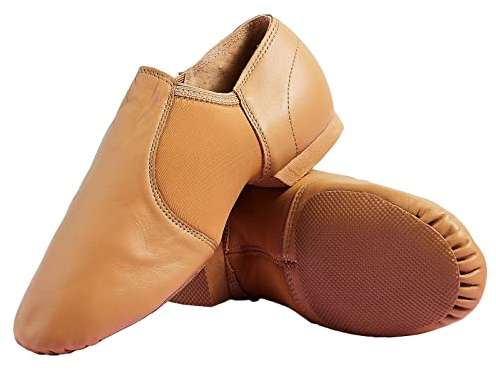 s.lemon Jazz Tanzschuhe,Echtes Leder Geteilte Sohle Moderner Jazz Schuhe Jazzschuhe für Damen Herren Beige 39