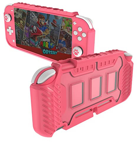 KIWIHOME Funda Rosa Compatible con Switch Lite, Funda Rígida de TPU Solo con Tapas de Agarre para el Pulgar, Linda Funda para Niñas (Rosa)