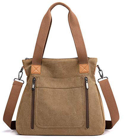 Damen-Schultertasche aus Segeltuch, Hobo-Tragetasche, lässige Umhängetaschen, Handtaschen, Crossbody, Einkaufstaschen, braun, Large