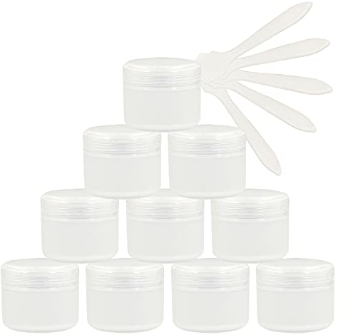 TIANZD 12 Pièces Vides Petit 50 ml Transparent Cosmétique Pot en Plastique avec Couvercle 50 g Pots de Cosmétique Crème de Bouteille Contenant pour des Produits Cosmétiques avec 5x Spatules