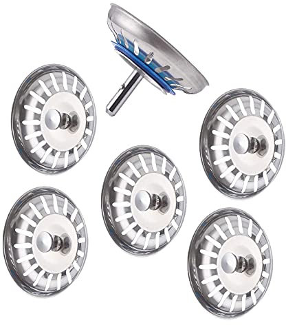 Sink Strainer Plug Kitchen Waste Stopper, 304 Stainless Steel Sink Plug Basket for Kitchen Bathroom Sink Diameter 80mm-6PCS