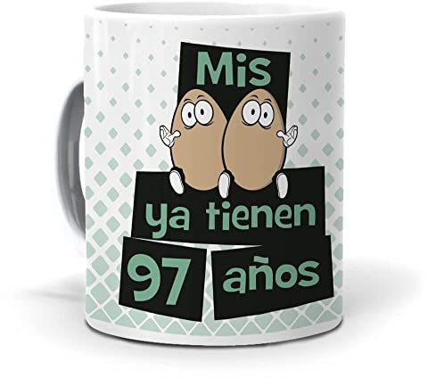 mundohuevo Taza Mis Huevos ya Tienen 97 años. Cerámica AAA - 350 ml.