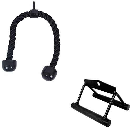 Fitvids Accesorio de cable de presión para tríceps, accesorio de extracción LAT, accesorios de máquina de pesas, mango en V, cuerda de tríceps