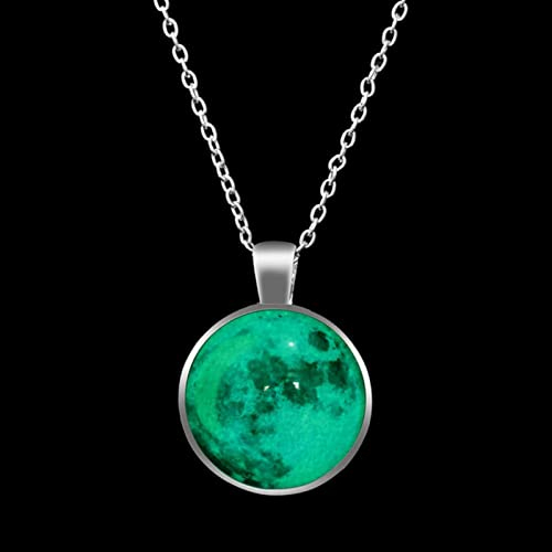 ZXCL Vintage Mond Leuchtende Glühen Mondstein Anhänger Halskette Frauen Schmuck Lange Kette Lotus Buddha Anhänger Halsketten Geschenke-ZLN869-2