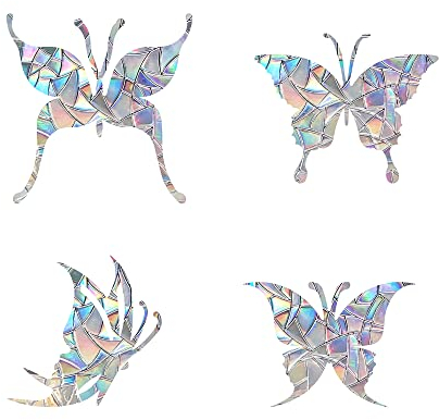 Prisma-Fensteraufkleber für Vogelschläge, Anti-Kollisions-Aufkleber, verhindert, dass Vögel in Fenster fliegen (Schmetterling, 16 Stück)