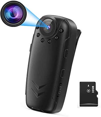 TDW Kleine Kamera ohne WLAN, HD 1080P Mini Überwachungskamera mit 32G Speicherkarte Aufzeichnung Kleine Kamera mit Bewegungserkennung Nachtsicht Body Cam für Innen Aussen Überwachung