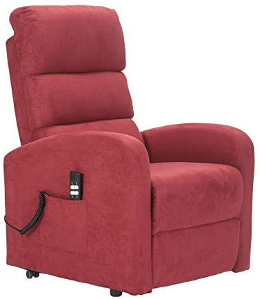 POLTRONE ITALIA Poltrona Relax Elettrica 4 ruote reclinazione poltrona per anziani soggiorno elevabile Detraibile 19% microfibra Rosso