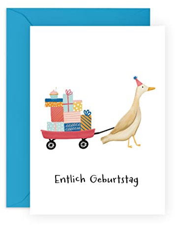 Central 23 Enten-Grußkarte für Sie und Ihn – Entlich Geburtstag – lustige Geburtstagskarte für Männer – Humorvolle Geburtstagsgeschenk für Frauen – mit Aufklebern