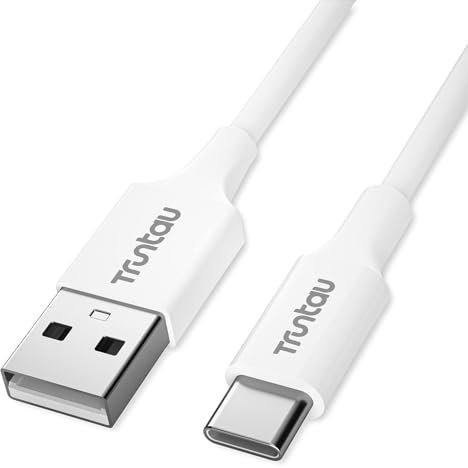 Truntau USB A to USB C Cable, 3.3 ft, White, Supports Fast Charging & Data Sync for Samsung, iPhone, LG, Moto & More