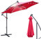 Ikodm Alu Ampelschirm LED Solar Sonnenschirm Rot Ø 350 cm mit Kurbel| Kurbelschirm mit Ständer | Gartenschirm Sonnenschutz UV-Schutz | Marktschirm wasserdicht