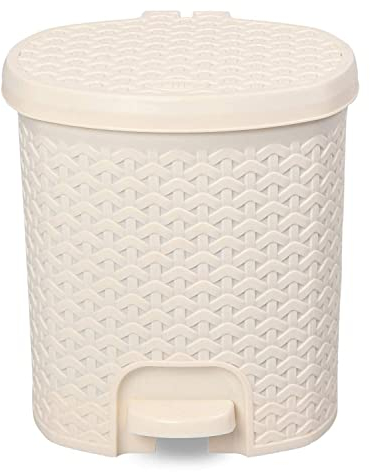 Nobel Plastic Pedal DustBin with Lid Plastic Garbage Waste Pedal Bin with Inner Bucket for Kitchen,Home,Office,Bathroom (Cream - 12 Litre)