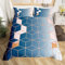 Gradient Blue Duvet Cover Double Ombre Navy Bedding Set, Geometric Comforter Cover Honeycomb Bed Set, Rose Gold Sequin Print Bedding For Girls Boys Women Men Microfiber (Zipper Closure)