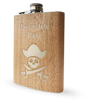 Flasque alcool 230ml Bois Mabouteille® - Flasque personnalisable gravure laser pour prénom, logo… [ Flasque a alcool original ]cuisine ]