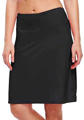 WILLIT Damen 20 Röcke Golf Knielange Tennisröcke Sportlich Modest Sportlich Casual Skorts Tasche UVA-Schutz Schwarz M