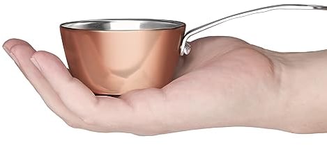 Macevia Mini Sauce Pan,Copper Stainless Steel Butter Warmer Small Pot with Handle, Multipurpose Use for Home Kitchen or Restaurant (5oz/150ml)