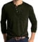 Mens Henley Shirts Long Sleeve Tops Casual Shirt Cotton Tee Crew Neck Top Basic T-Shirt Knitted Buttons Green XXL