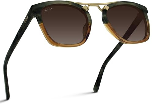WearMe Pro WMP Eyewear - Women's Oversized Polarized Sunglasses: Square Vintage Style with Metal Double-Bar Bridge