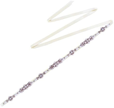 Pulcykp Cintura gioiello con strass per abito da sposa Cintura da donna Cintura a fascia in oro rosa, avorio, Etichettalia unica