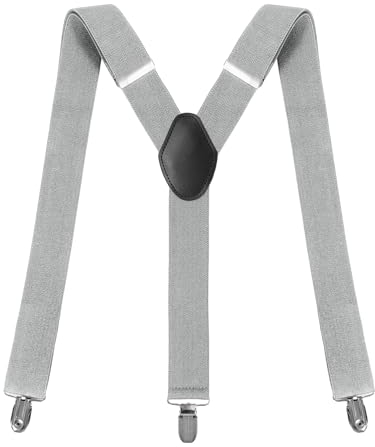 Clundoo Hosenträger für Herren, Hosenträger Herren Breit 3,5 cm Extra Stark, Elastisch & verstellbar, Tolle Passform für Damen Herren Einheitsgröße, mit 3 Metall Clips, Y Style (Grau)