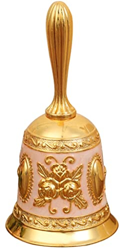 Handglocke, Messing-Handglocke, Hochzeitsglocken, Handglocken-Set for Kirche, elegante Kunst, Rosenrelief-Dekoration, Handglocke, (Farbe: F, Größe: 10,9 x 5,6 cm) (C ( Color : E , Size : 4.3*2.2inches