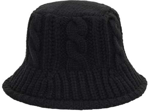 Mawjom Warmer Damenhut im Stil der 1920er Jahre, gestrickt, Bowler-Derby-Hut, Schwarz, S/M