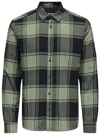 ONLY & SONS Herren Onsgudmund Checked Shirt Noos Langarmhemd, Black/Checks:Big Sea Spray, XL EU