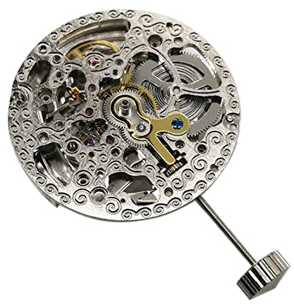 ZEZEFUFU Automatische Ersatz Uhr Bewegung Ersatzteile Zubehör für 2189 Fliegende Rad Mann Uhr Skelenton, weiß