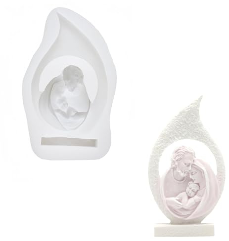 ZAHD Stampi per Candele della Famiglia Vergine Maria Stampo in silicone per candele per presepe candela stampo decorazione natività stampo figurines candele, aromaterapia, saponi, cerotti, resine (A)