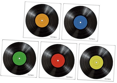 Homoyoyo 5stücke Teiliges Vinyl-schallplatten Wandtattoo Selbstklebend Retro Musik Deko Für Schlafzimmer Wohnzimmer Flur Stilvolle Ästhetische Wanddekoration Einfache Montage Kreative Raumg